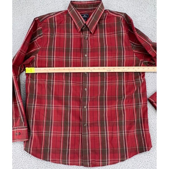 Dockers Men'x XL 17/17 1/2 Red Plaid Button Down Shirt Long Sleeves - Picture 5 of 10